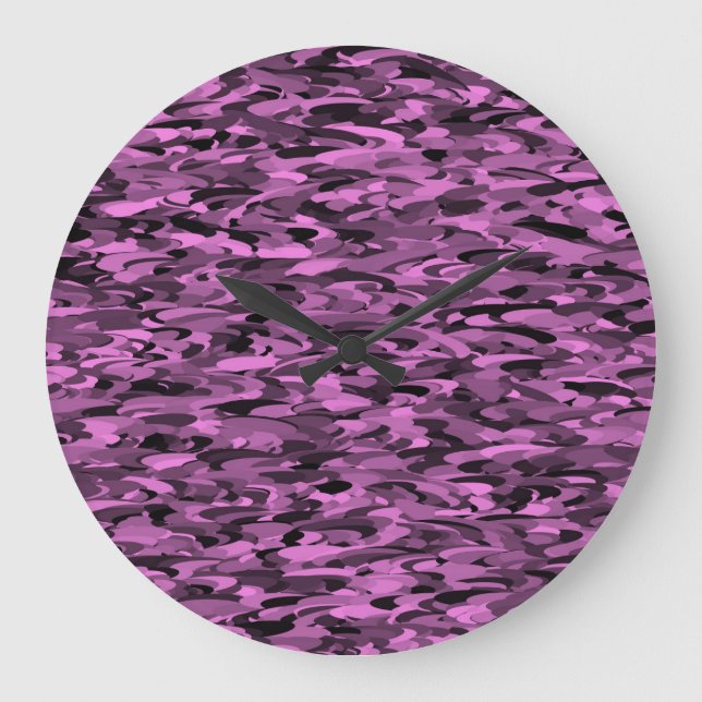Abstract Pattern Purple Black Large Clock (Front)