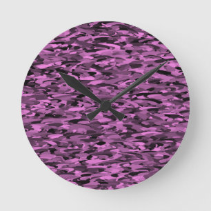 Abstract Pattern Purple Black Round Clock
