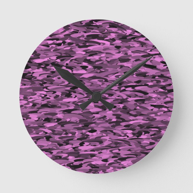 Abstract Pattern Purple Black Round Clock (Front)