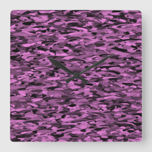 Abstract Pattern Purple Black Square Wall Clock