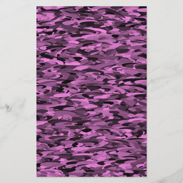 Abstract Pattern Purple Black Stationery (Front)