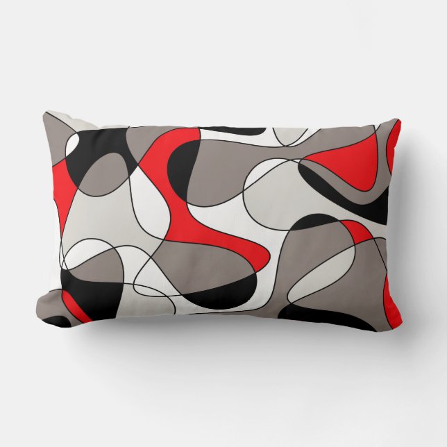Abstract pattern - red and grey. lumbar cushion (Front)