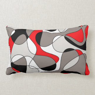 Abstract pattern - red and grey. lumbar cushion