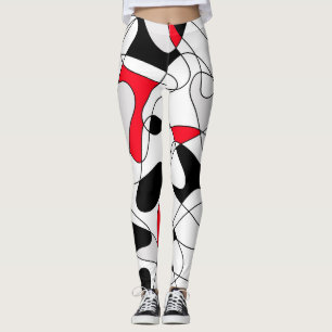 Abstract pattern - red and white. leggings