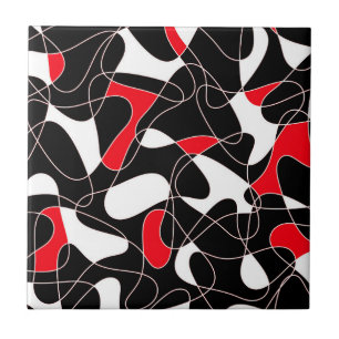 Abstract pattern - red, black and white. ceramic tile