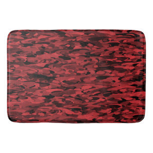 Abstract Pattern Red Black Bath Mat