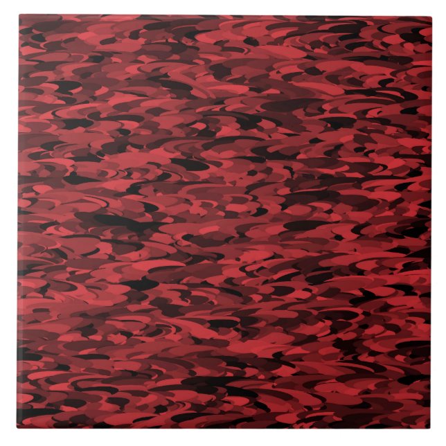 Abstract Pattern Red Black Ceramic Tile (Front)