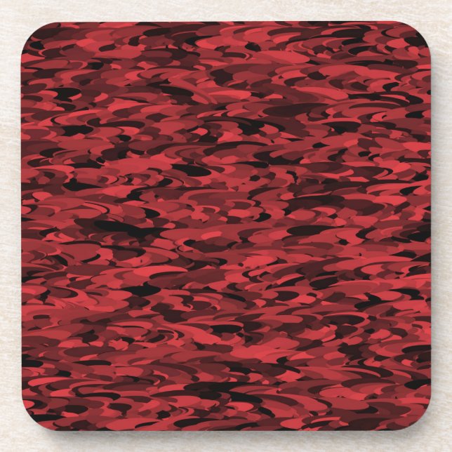 Abstract Pattern Red Black Coaster (Front)