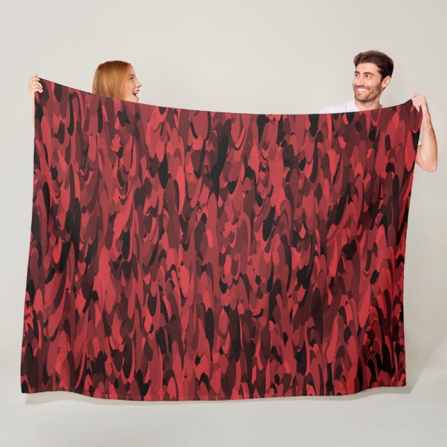 Abstract Pattern Red Black Fleece Blanket (In Situ)