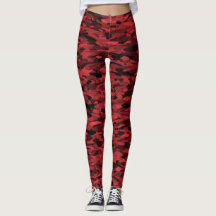 Abstract Pattern Red Black Leggings