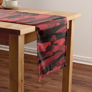 Abstract Pattern Red Black Long Table Runner