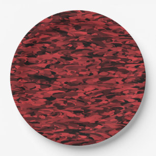 Abstract Pattern Red Black Paper Plate