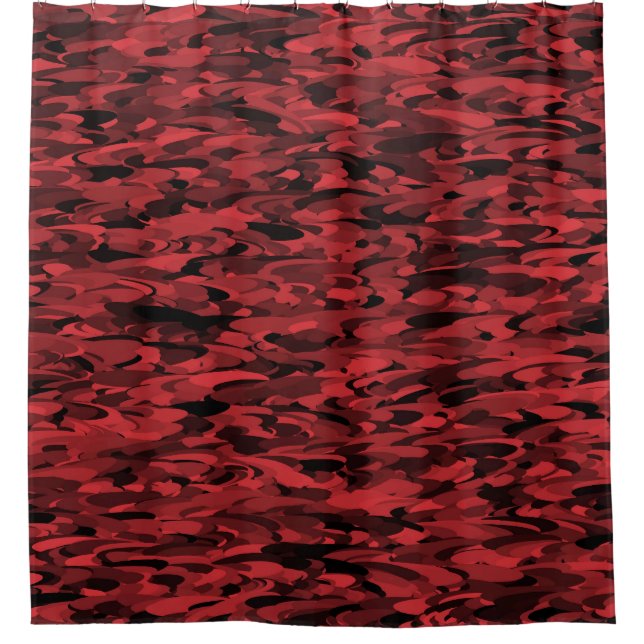 Abstract Pattern Red Black Shower Curtain (Front)