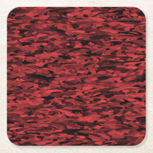 Abstract Pattern Red Black Square Paper Coaster