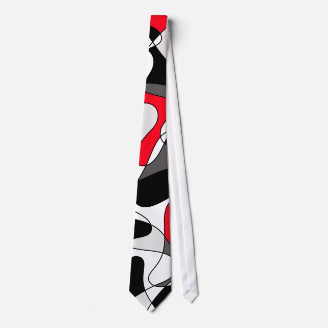 Abstract pattern - red, gray, black and white. tie (Front)