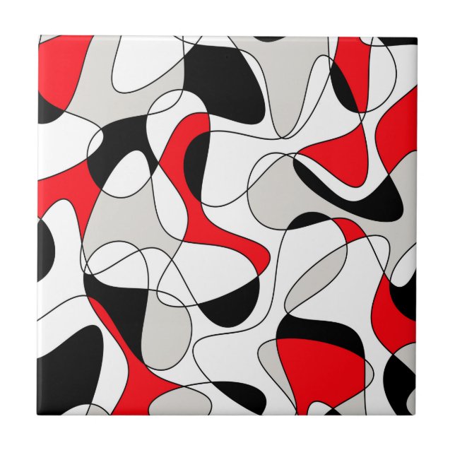 Abstract pattern - red, grey and white. ceramic tile (Front)