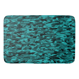 Abstract Pattern Teal Black Bath Mat