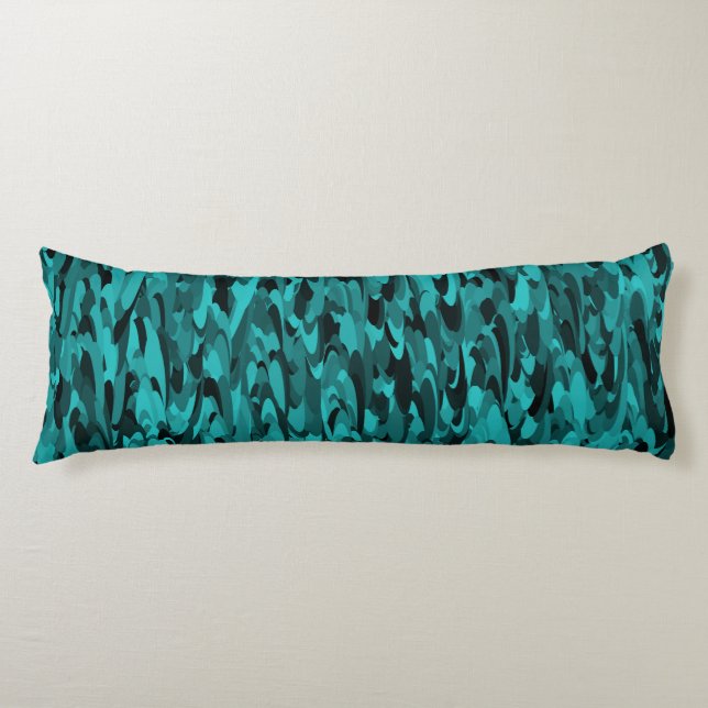 Abstract Pattern Teal Black Body Cushion (Front)