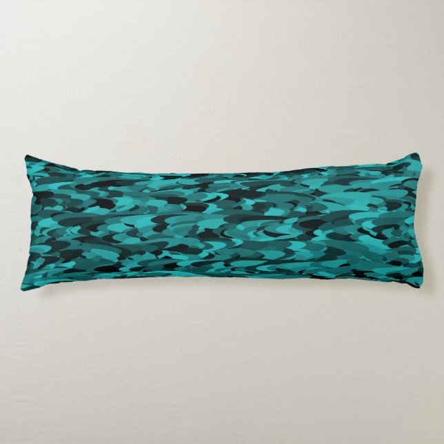 Abstract Pattern Teal Black Body Cushion (Front)