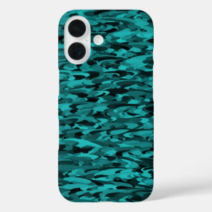 Abstract Pattern Teal Black iPhone 16 Case