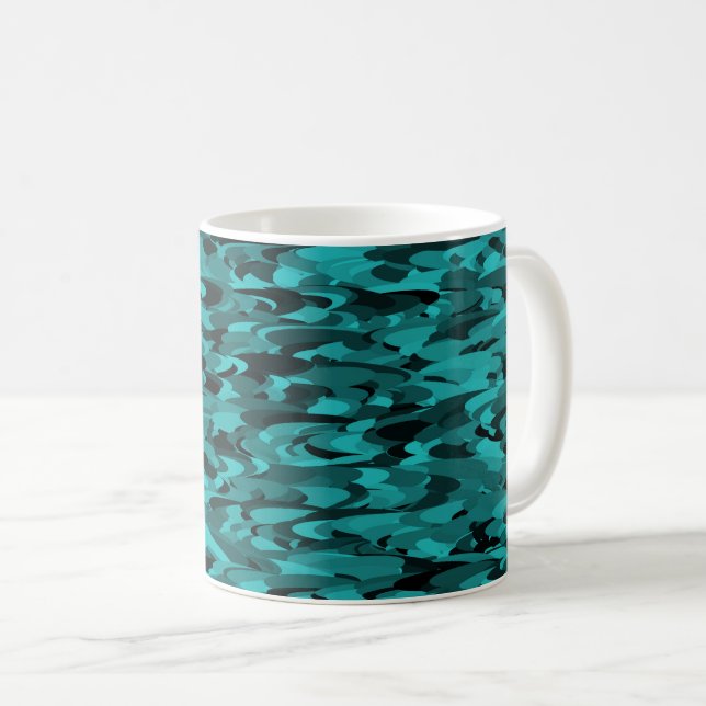 Abstract Pattern Teal Black Coffee Mug (Front Right)