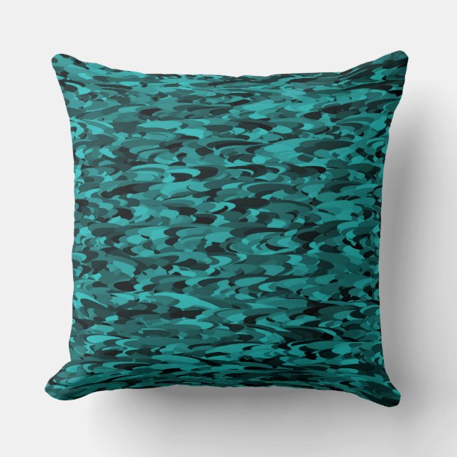 Abstract Pattern Teal Black Cushion (Front)