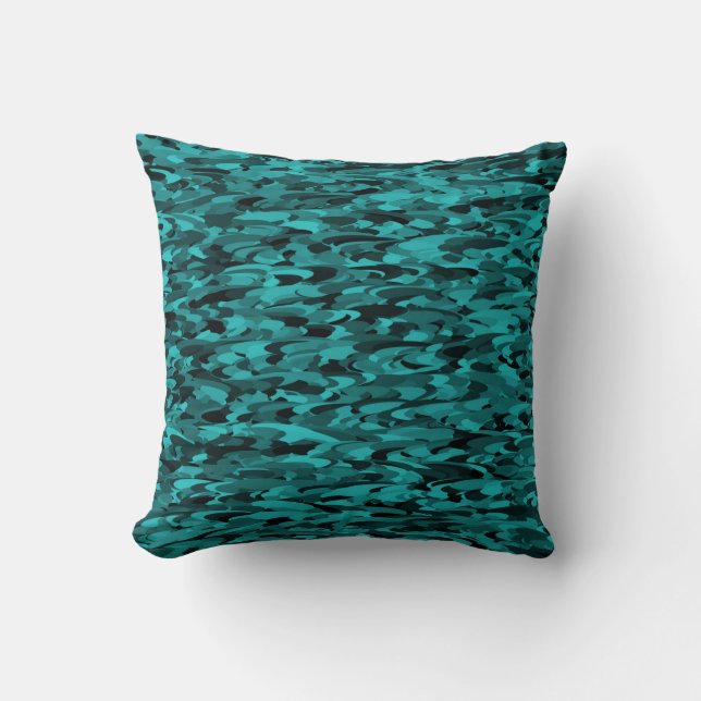 Abstract Pattern Teal Black Cushion (Front)