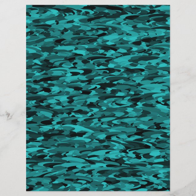 Abstract Pattern Teal Black Custom Letterhead (Front)