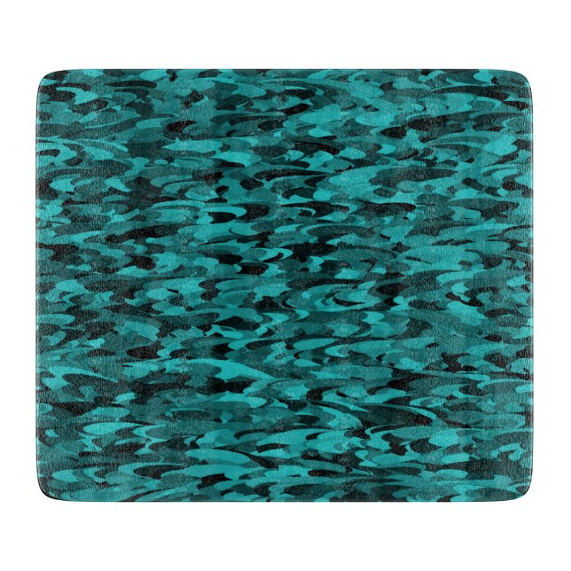 Abstract Pattern Teal Black Cutting Board (Front)