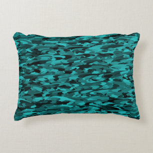 Abstract Pattern Teal Black Decorative Cushion