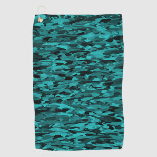 Abstract Pattern Teal Black Golf Towel