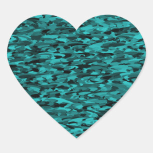 Abstract Pattern Teal Black Heart Sticker