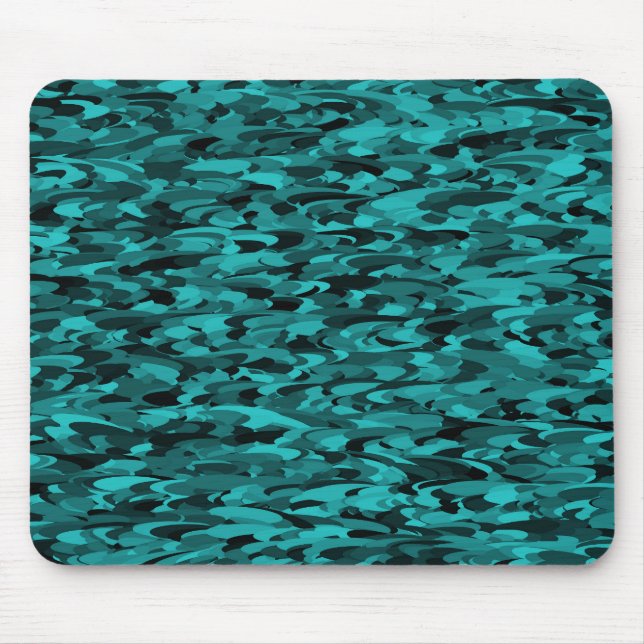 Abstract Pattern Teal Black Mouse Pad (Front)