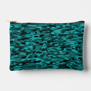 Abstract Pattern Teal Black Small Accessory Pouch