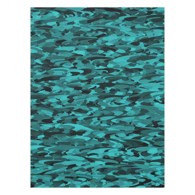 Abstract Pattern Teal Black Tablecloth (Front)