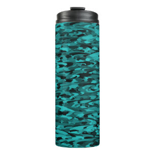 Abstract Pattern Teal Black Thermal Tumbler
