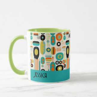Abstract Pattern Vibrant Mid Century Modern Name  Mug