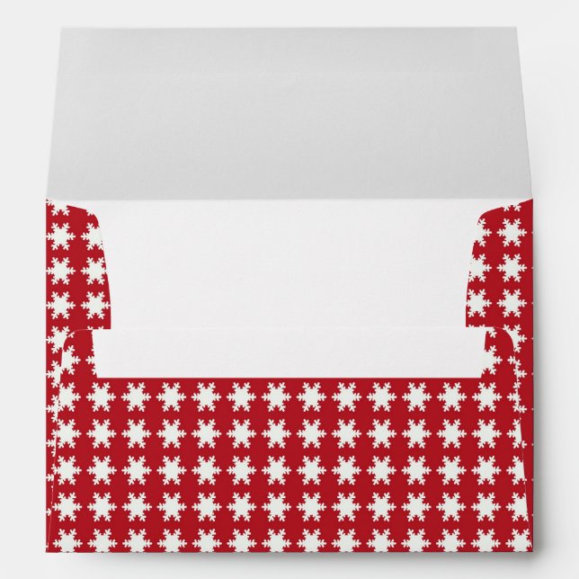 Abstract Pattern White Snow with Red Background Envelopes (Back (Bottom))