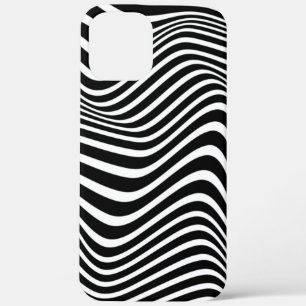 Abstract pattern with black and white wavy lines iPhone 12 pro max case