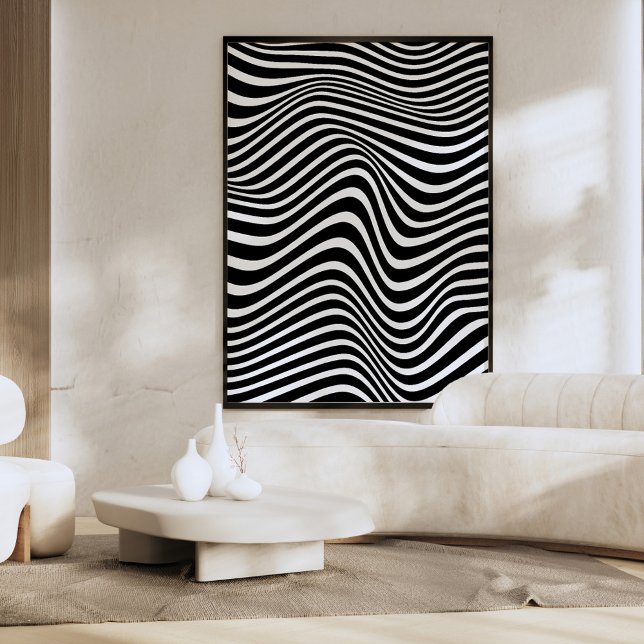 Abstract pattern with black and white wavy lines poster (Creator Uploaded)