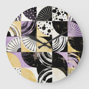 Abstract pattern with diverse shapes. large clock