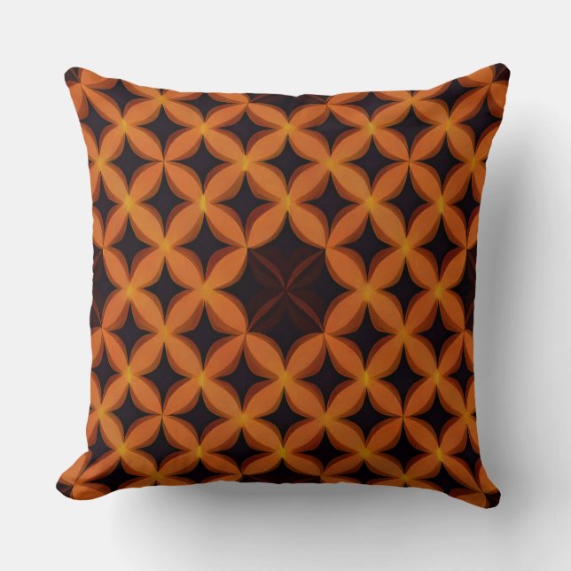Abstract Pattern with Orange Geometric Petals Cushion (Front)