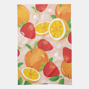 Abstract pattern with strawberry tea towel