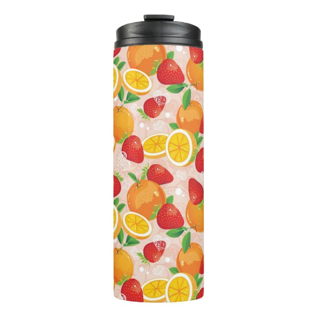 Abstract pattern with strawberry thermal tumbler (Front)