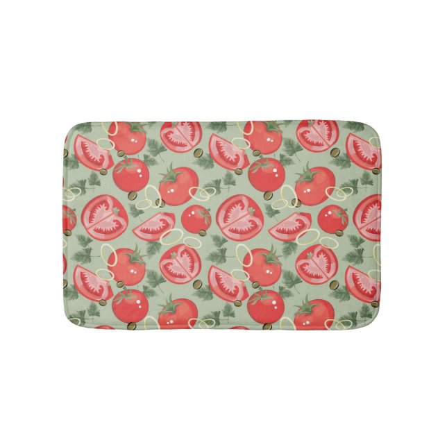 Abstract pattern with tomato bath mat (Front)
