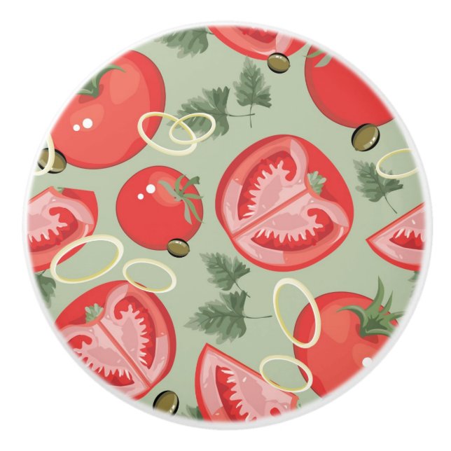 Abstract pattern with tomato ceramic knob (Front)