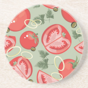 Abstract pattern with tomato coaster