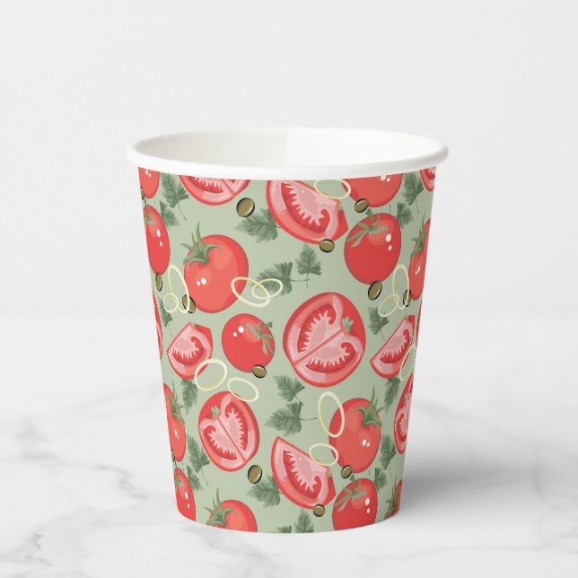 Abstract pattern with tomato paper cups (Left)