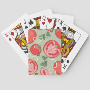 Abstract pattern with tomato playing cards