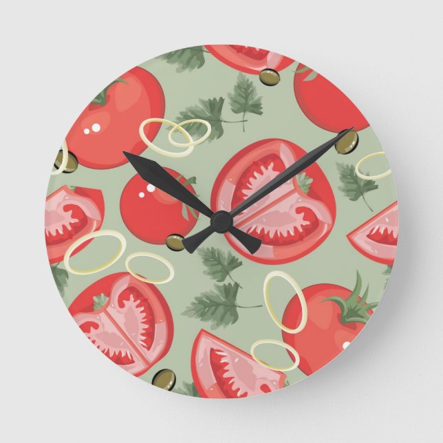 Abstract pattern with tomato round clock (Front)